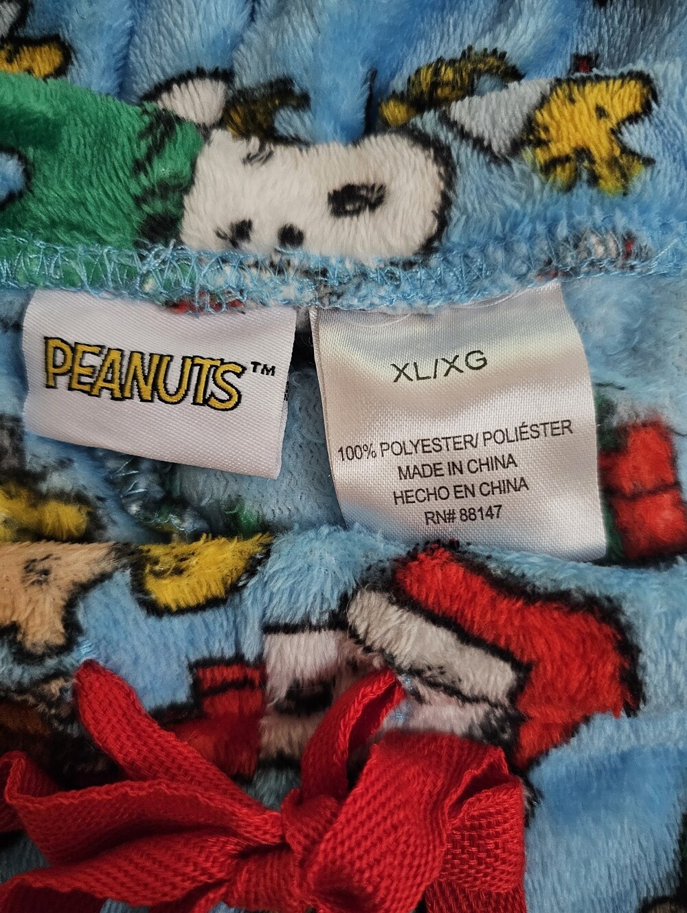 Peanuts Snoopy Jingle All the Way Plush Holiday Pajama Bottoms XL - Picture 5 of 6